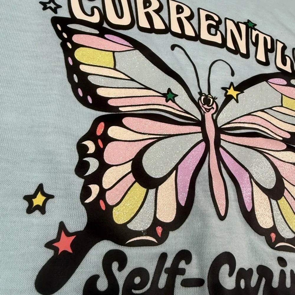 Justice Teal Butterfly Long‎ Sleeve Top